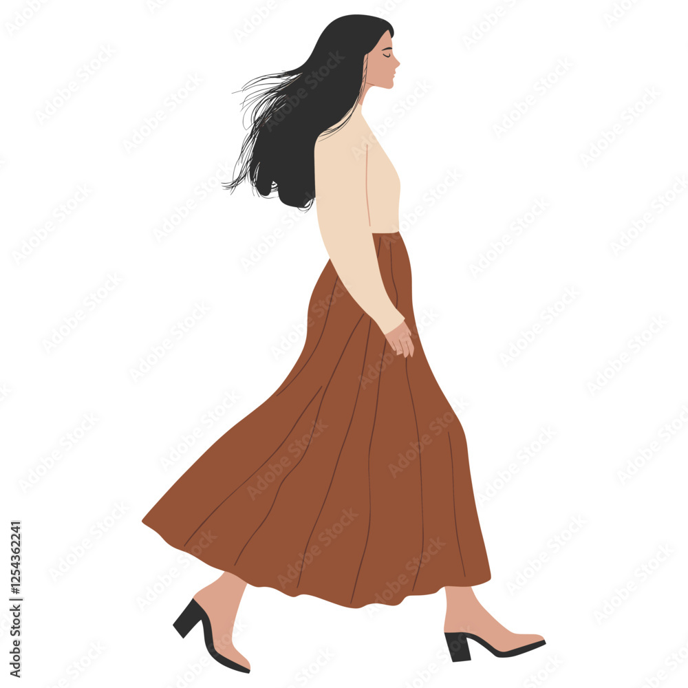 Woman illustration fashion walking vector Woman illustration fashion walking vector