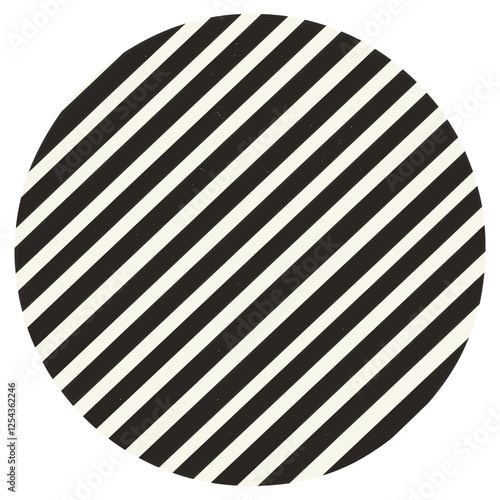 A black and white diagonal striped circle minimalist design green vector