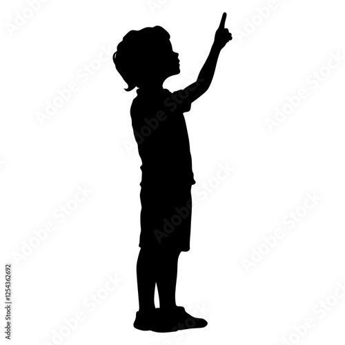 Kid pointing finger up silhouette illustration simple vector