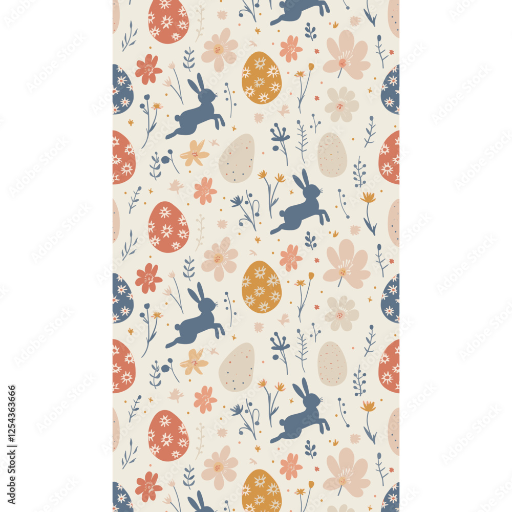 Fototapeta premium Easter eggs and flower pattern illustration flowers vector