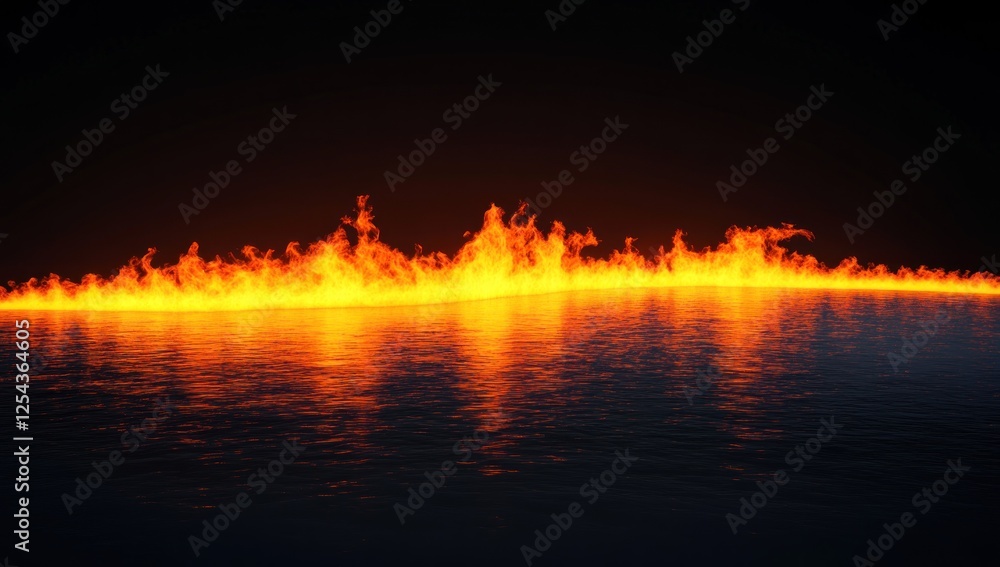 Naklejka premium Fiery Reflection On Water