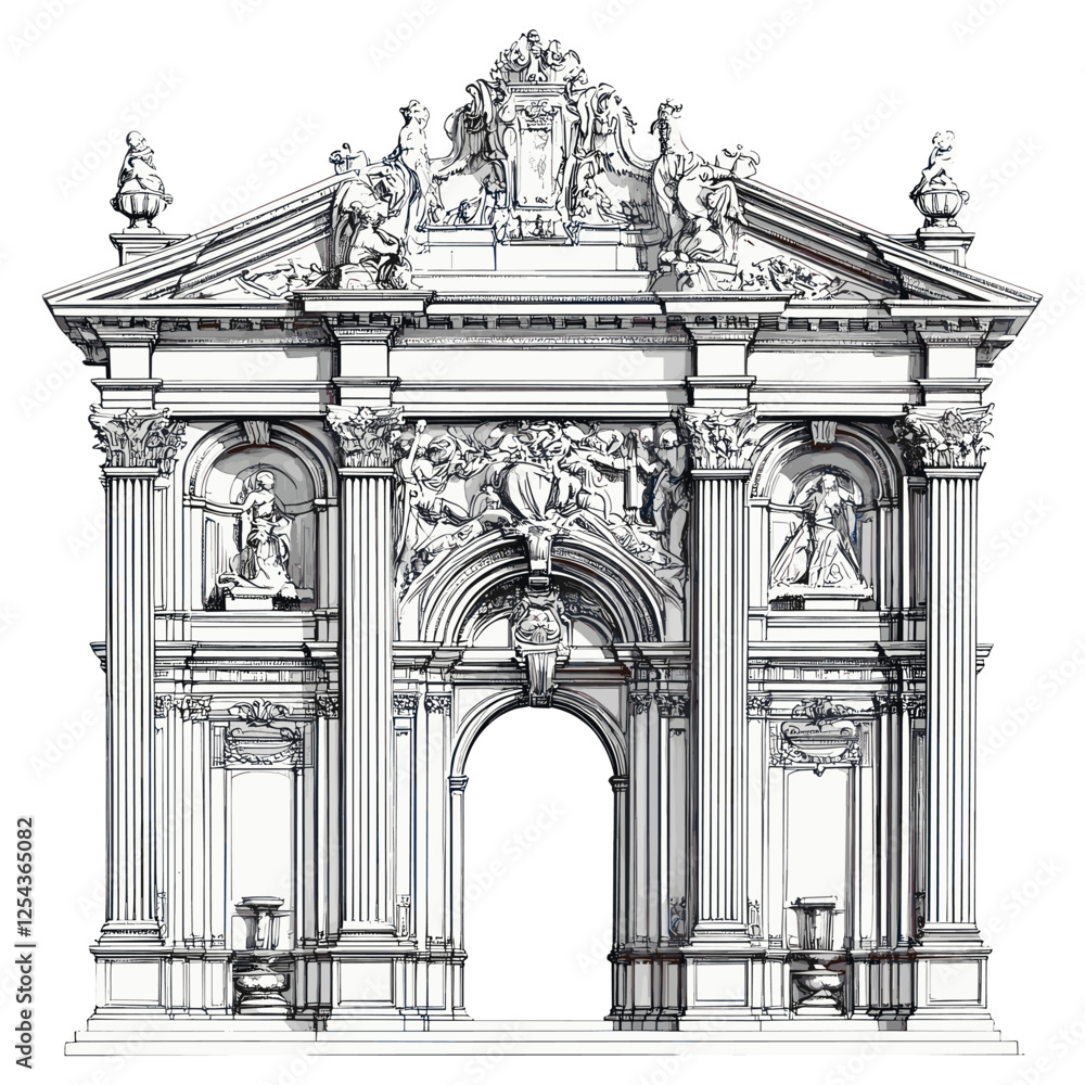 Renaissance architecture drawing architectural building vector