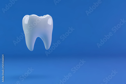 tooth on blue background