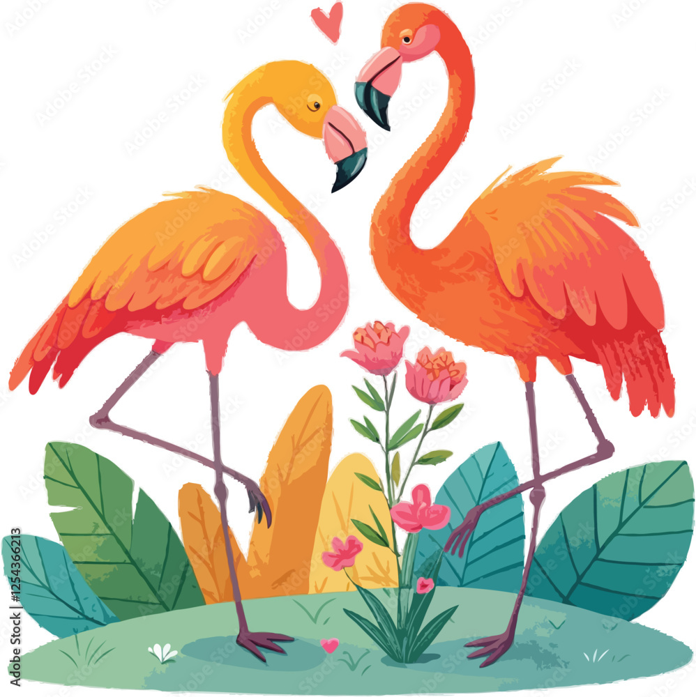 Obraz premium Flamingos Couple valentine’s day