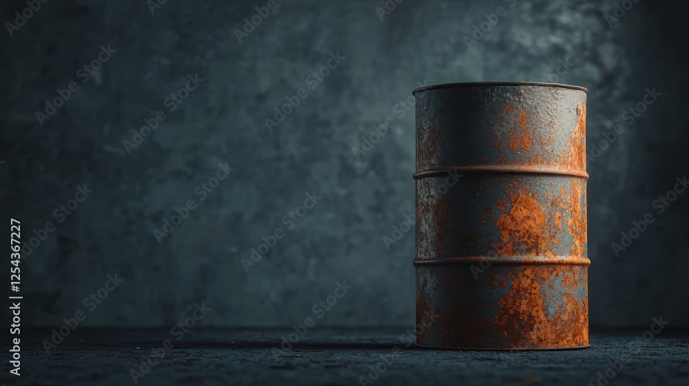 A weathered, rusted barrel stands on a dark, textured surface, evoking a sense of decay and industrial aesthetics. A weathered, rusted barrel stands on a dark, textured surface, evoking a sense of decay and industrial aesthetics.