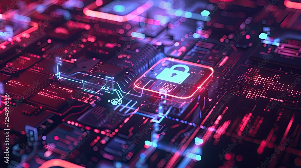 Glowing symbols and icons representing cyber security awareness and education Glowing symbols and icons representing cyber security awareness and education