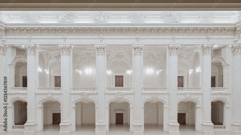 Fototapeta premium Grand Interior of Ornate Neoclassical Building with Majestic Columns and Intricate Architectural Details