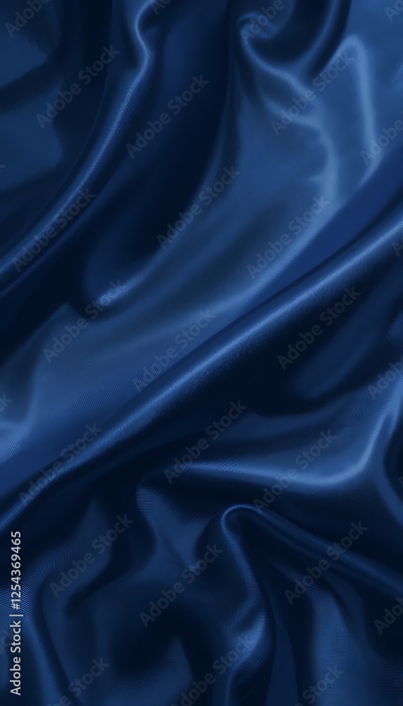 Fototapeta premium Elegant Navy Blue Satin Fabric Background with Soft Draping Texture