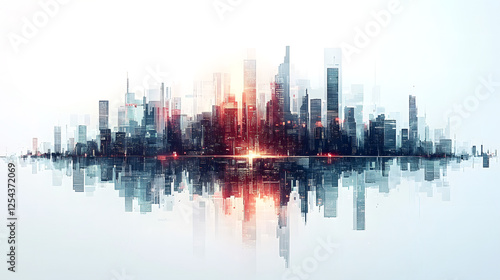 skyline of a city, transparent background, PNG files