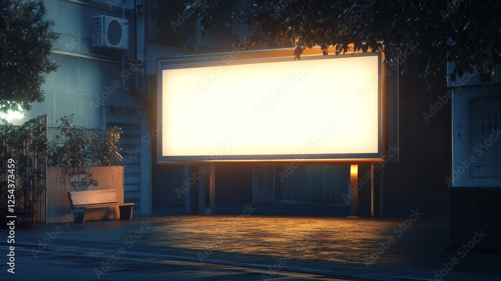 Realistic mock-up of a blank billboard in a busy city, ready for advertising content, set against a modern urban skyline, perfect for various marketing campaigns Realistic mock-up of a blank billboard in a busy city, ready for advertising content, set against a modern urban skyline, perfect for various marketing campaigns