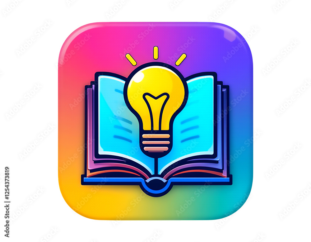 Creative Learning Icon Open Book and Light Bulb Symbolizes Education Creative Learning Icon Open Book and Light Bulb Symbolizes Education