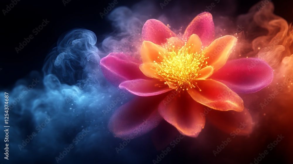 Luminous Flower Blossom in Mystical Smoke Luminous Flower Blossom in Mystical Smoke
