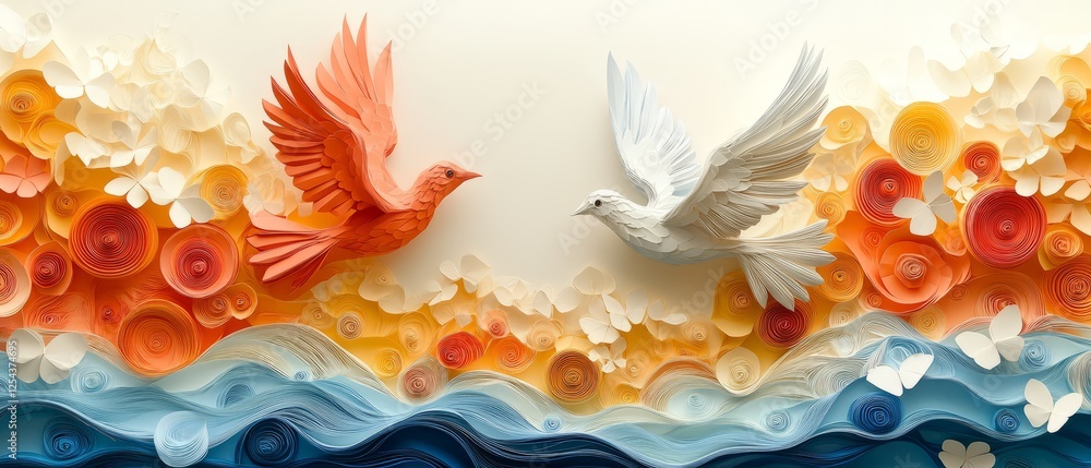 Obraz premium Paper Birds And Butterflies