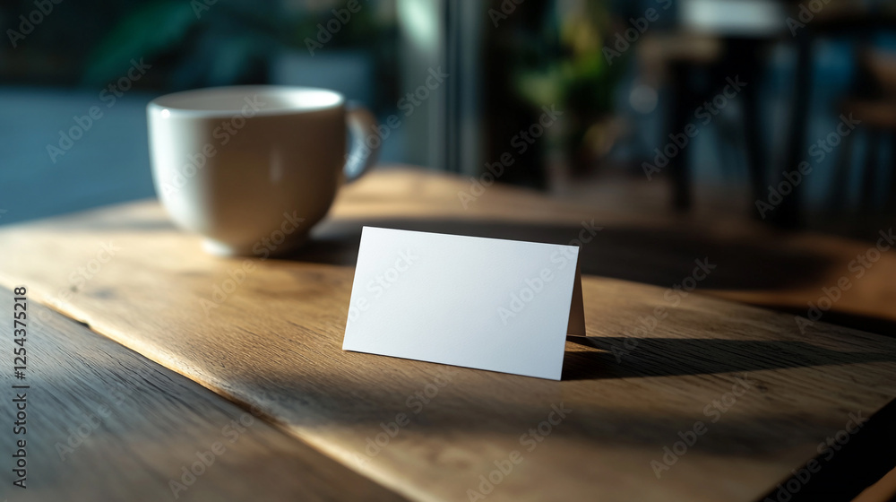 Blank White Business Card Mockup on Wooden Table Elegant Simple Modern Design Branding Template Blank White Business Card Mockup on Wooden Table Elegant Simple Modern Design Branding Template