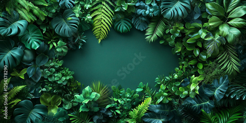 美しい緑の植物フレームの壁紙: Generative AI