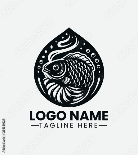 Taiyaki Fish Cake Logo Design, Japanese Fish Shaped Pastry Logo, Sweet Fish Snack Logo, Asian Dessert Logo, Street Food Logo