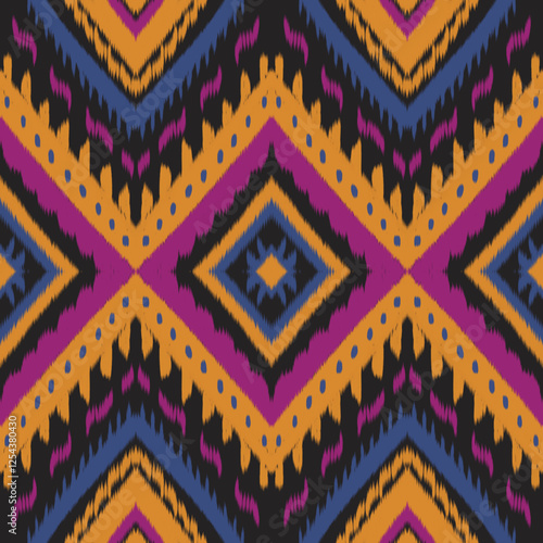 Geometric ethnic oriental ikat pattern traditional Design for background,carpet,wallpaper,clothing,wrapping,Batik,fabric,Vector illustration.embroidery style