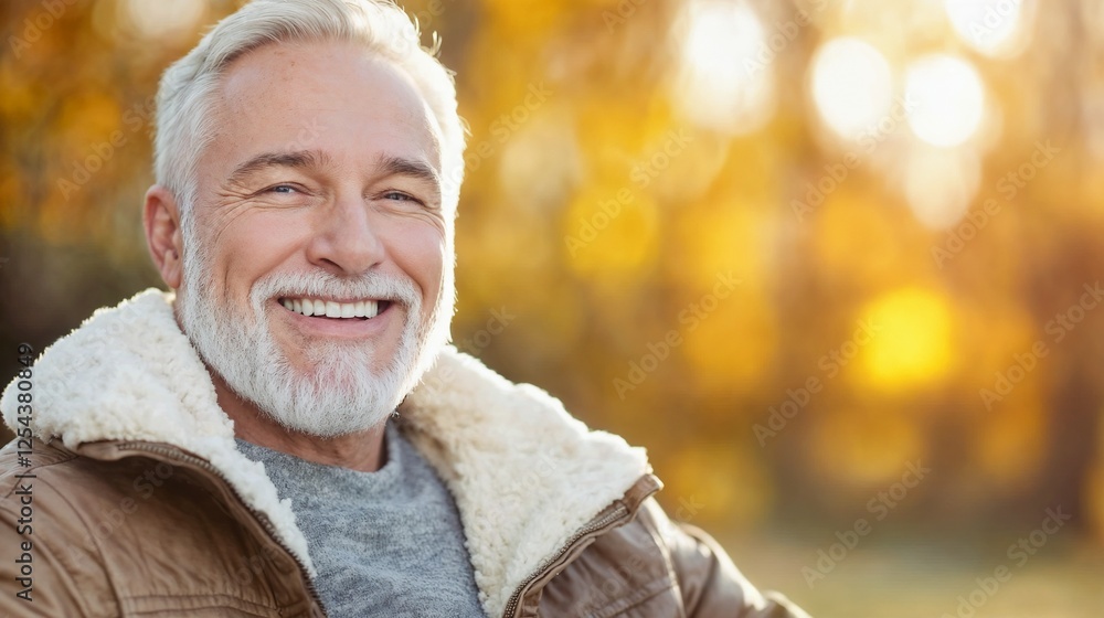 Cheerful senior man with white beard in winter jacket outdoors. Ideal for active retirement, senior wellness, and lifestyle content. Cheerful senior man with white beard in winter jacket outdoors. Ideal for active retirement, senior wellness, and lifestyle content.