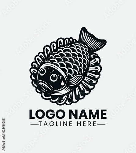 Taiyaki Fish Cake Logo Design, Japanese Fish Shaped Pastry Logo, Sweet Fish Snack Logo, Asian Dessert Logo, Street Food Logo