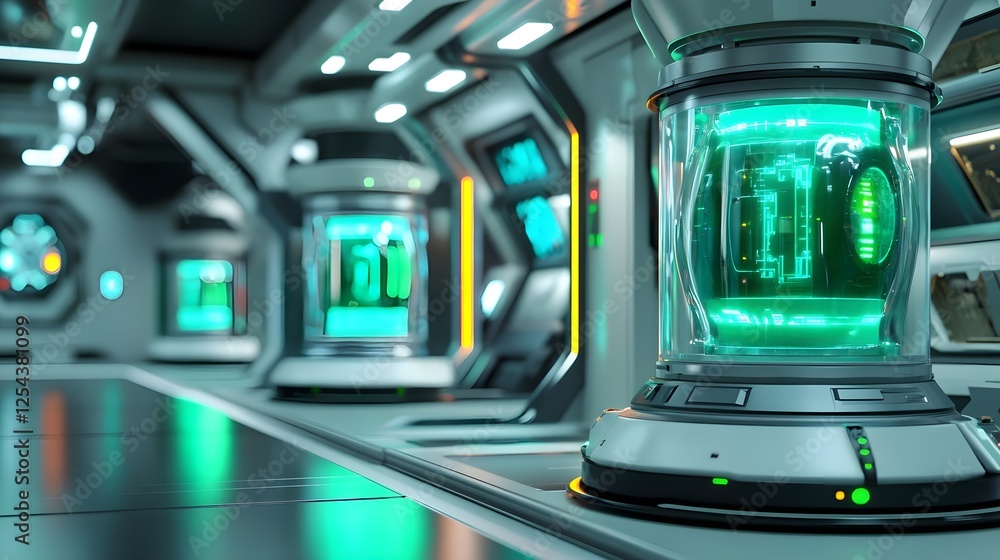 Obraz premium Futuristic Sci-Fi Lab Technology - Cyberpunk aesthetics