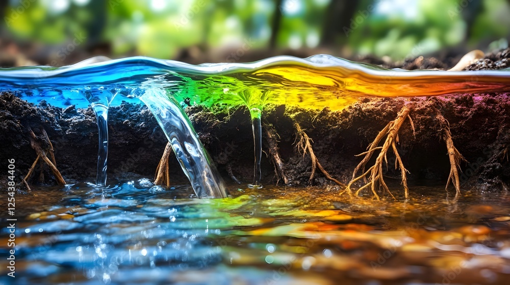 Rainbow Waterfall Nature Scene - Vibrant Colors Rainbow Waterfall Nature Scene - Vibrant Colors