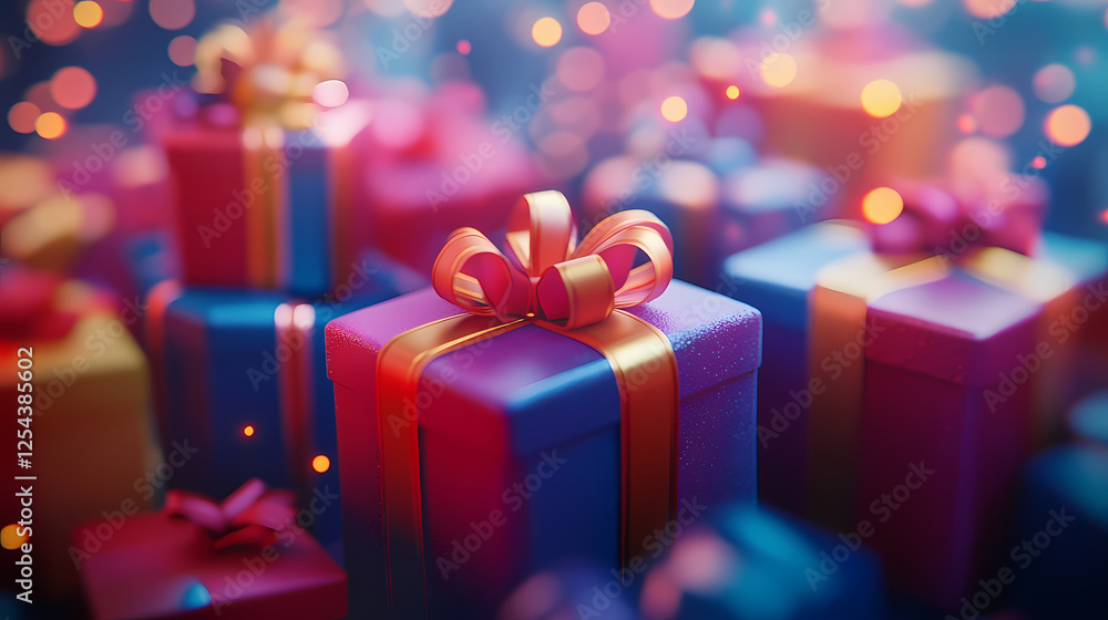 Colorful Gift Boxes in Festive Arrangement Colorful Gift Boxes in Festive Arrangement