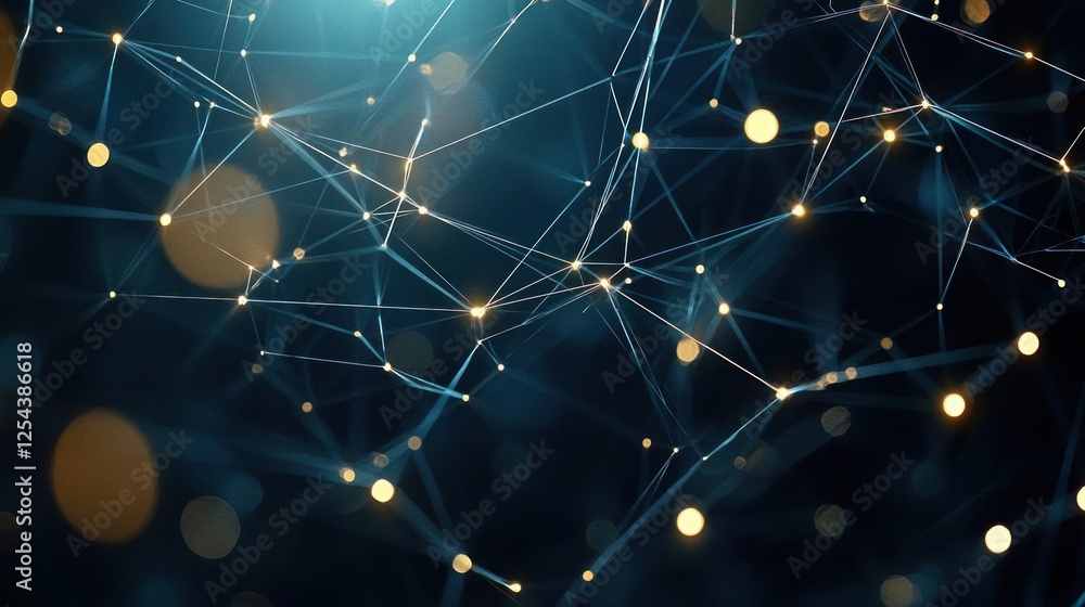 Fototapeta premium Abstract Network Design With Glowing Lines And Dots