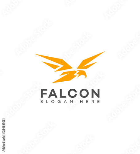 Abstract Falcon Logo Design, Modern, Bold, Orange, Bird, Wings, Speed, Power, Graphic, Vector