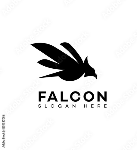 Abstract Falcon Logo Design Black Silhouette, Bird, Wings, Speed, Power