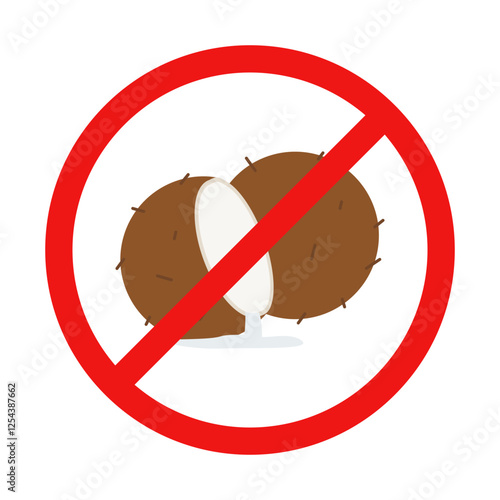 Vector No Coconut Sign on White Background