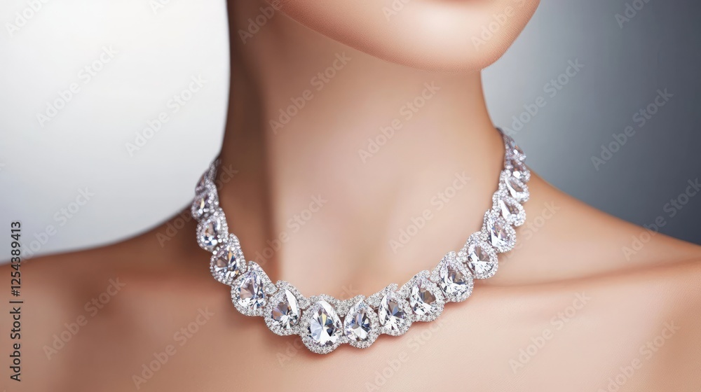 Woman Wearing A Diamond Necklace Woman Wearing A Diamond Necklace