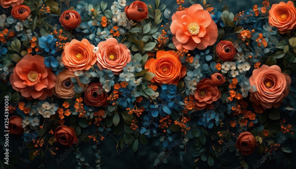 Elegant Floral Arrangement Detailed Roses on Dark Moody Backdrop Elegant Floral Arrangement Detailed Roses on Dark Moody Backdrop