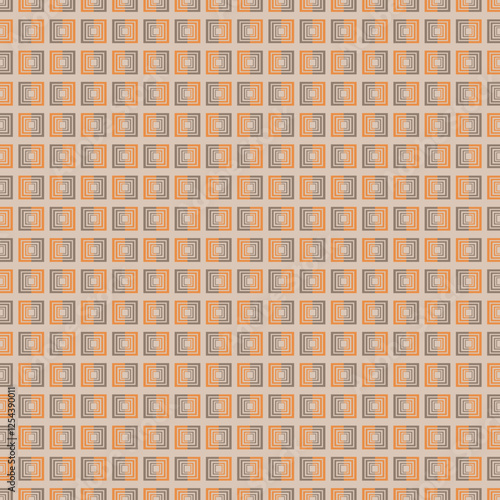  Seamless Geometric Pattern with Orange and Gray Square Motifs on Neutral Background