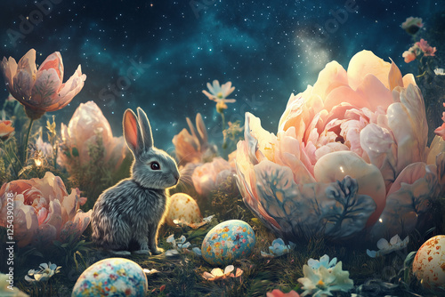 Mystical Easter Bunnies in a Dreamy Garden