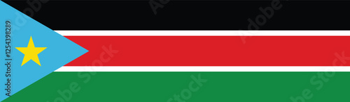 Flag of South Sudan. South Sudan flag long banner digital vector illustration
