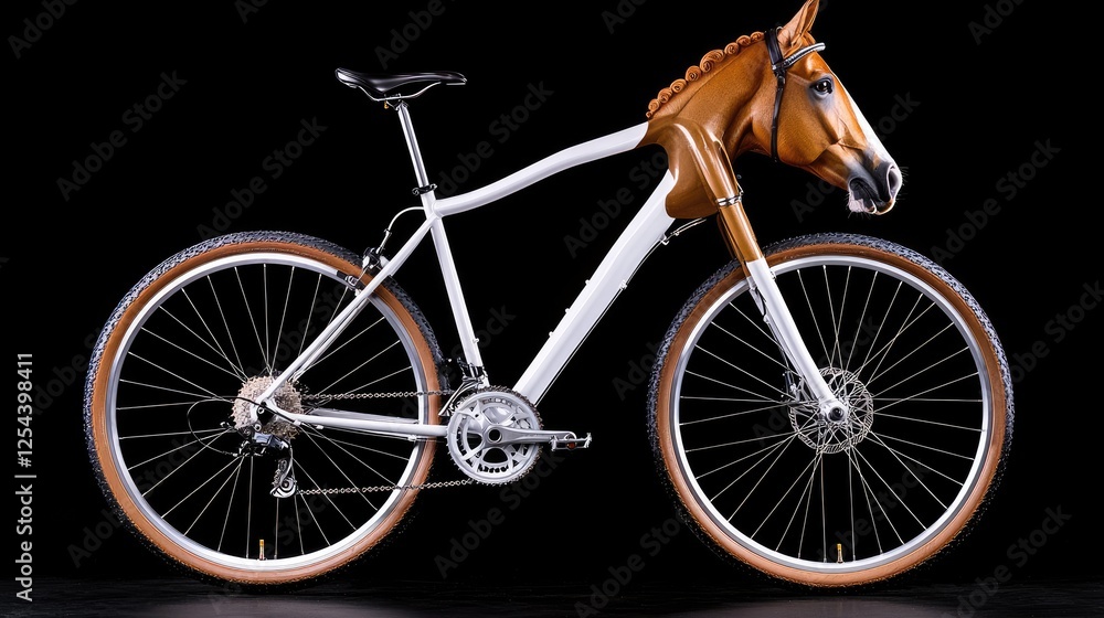 Fototapeta premium Creative Bicycle with Horse Head Attachment