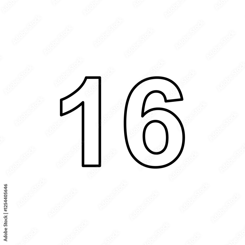 number 16 icon simple filled symbol vector number 16 icon simple filled symbol vector