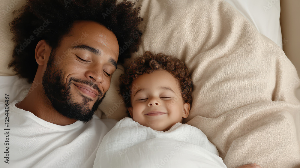 father and child sharing peaceful moment while sleeping together father and child sharing peaceful moment while sleeping together