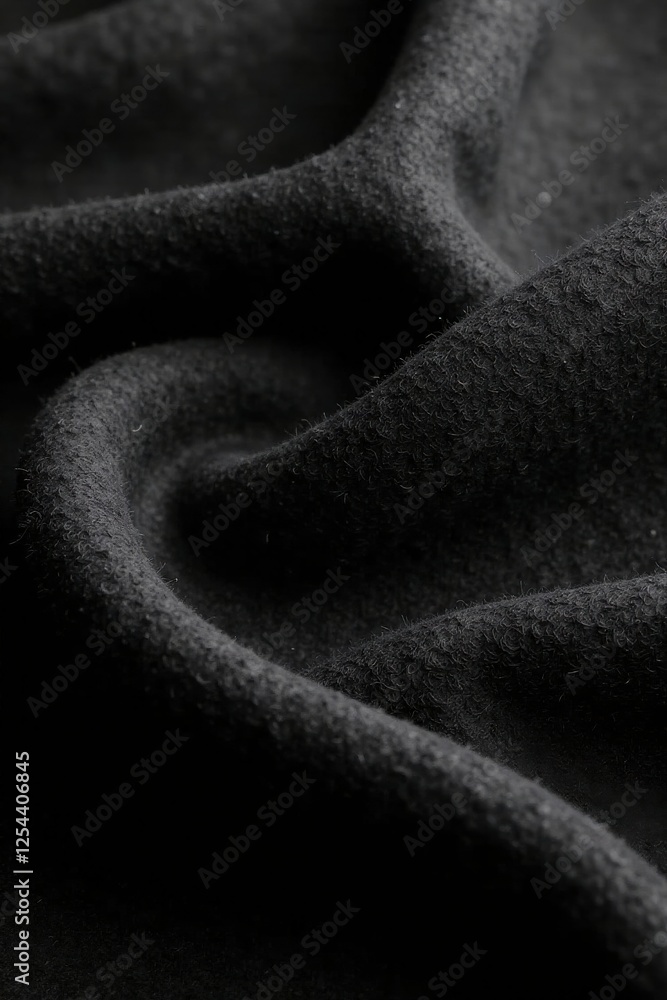 Fototapeta premium Dark Textile Draped in Soft, Luxurious Folds, Showing Texture and Subtle Shadow Play