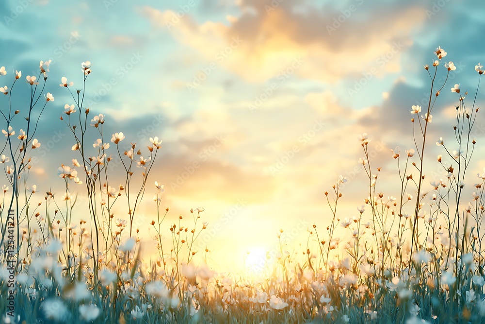 Obraz premium St patrick's day blooms nature's beauty at sunrise tranquil landscape serene viewpoint