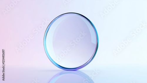 A Glass Circle on a Soft Pink and Blue Background