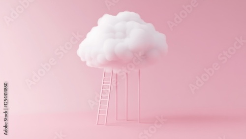 Cloud on a Pink Background with Ladders