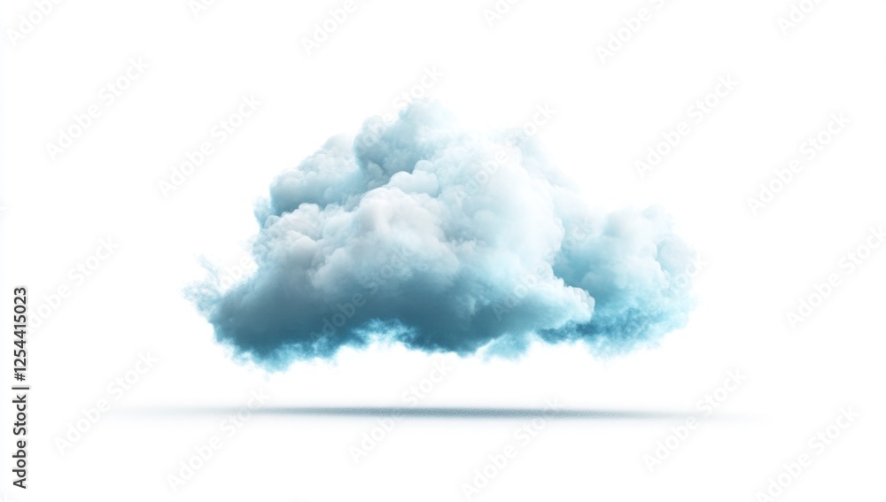 Naklejka premium Single Blue Cloud on White Background
