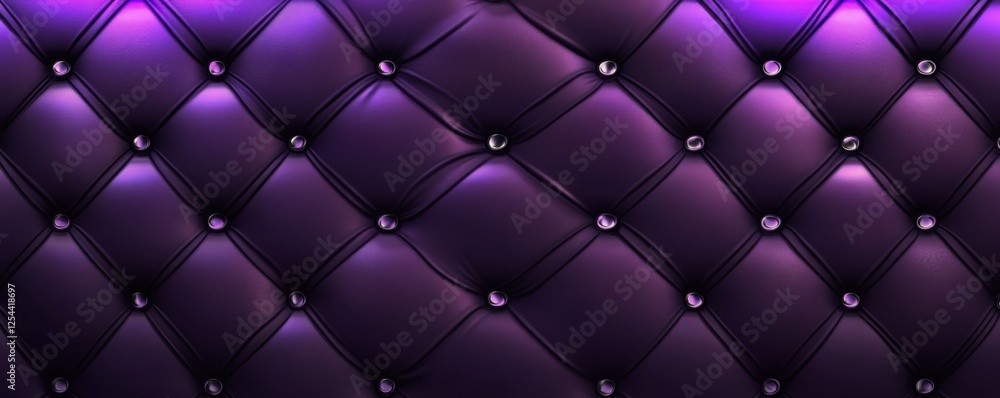 Obraz premium Luxury Purple Upholstery Texture: Elegant Diamond Pattern with Crystal Buttons