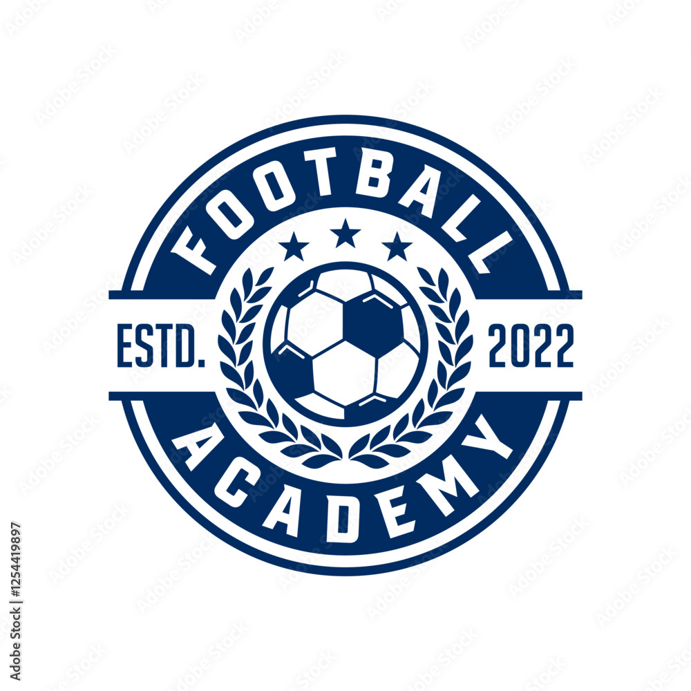 Football Academy Logo Design Template. Soccer Logo or Football Club Sign. Vector Illustration. Football Academy Logo Design Template. Soccer Logo or Football Club Sign. Vector Illustration.