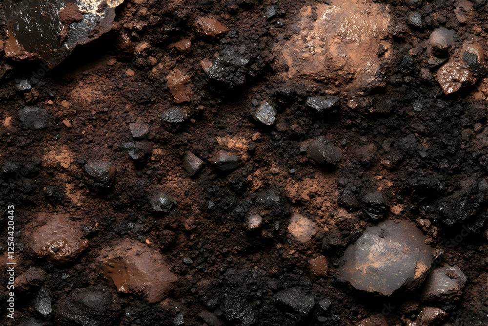 Dark Brown Soil Texture Abstract Background