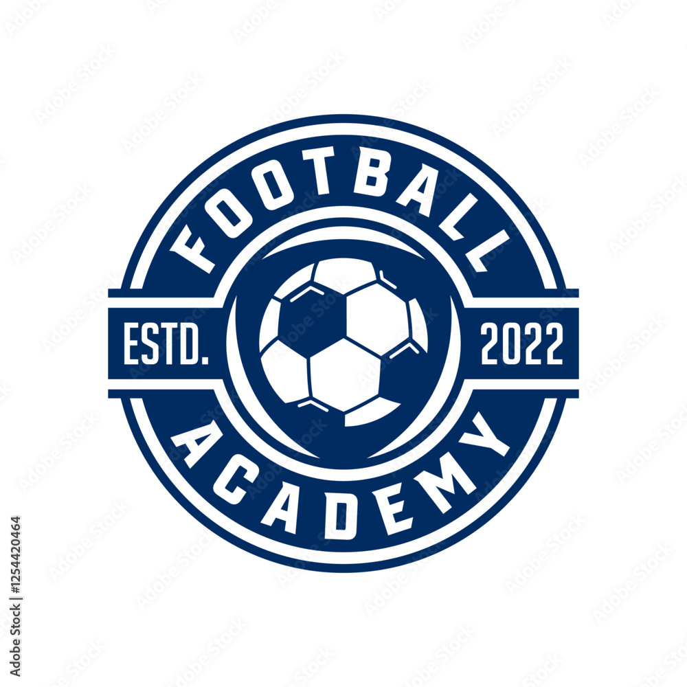 Football Academy Logo Design Template. Soccer Logo or Football Club Sign. Vector Illustration. Football Academy Logo Design Template. Soccer Logo or Football Club Sign. Vector Illustration.