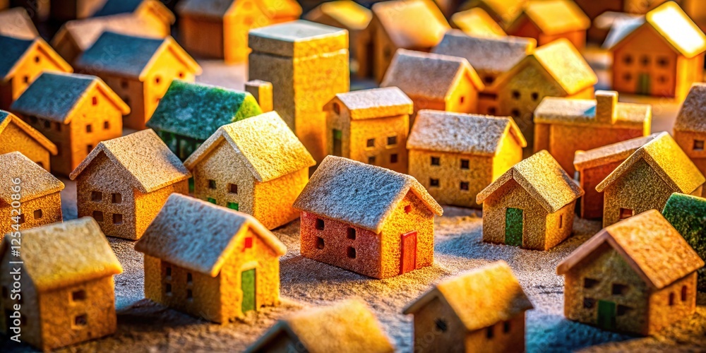 AI-generated image: Insulated block model house on a table. AI-generated image: Insulated block model house on a table.