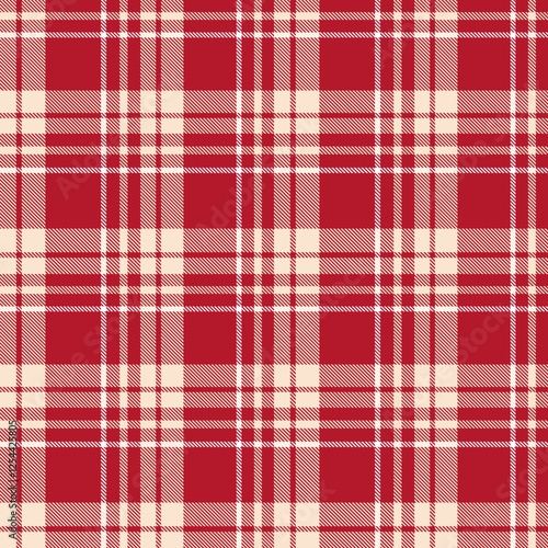 Bright Red Tartan plaid check pattern texture. Seamless vector pattern. Perfect for textile or print design. Vector illustration.