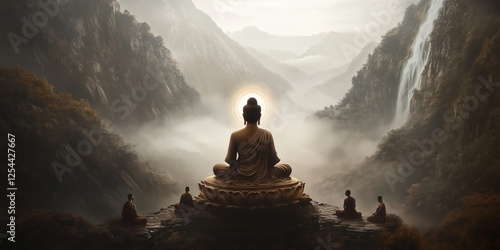 illustration of a majestic huge buddha.
